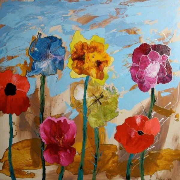 Рисуем цветы акрилом