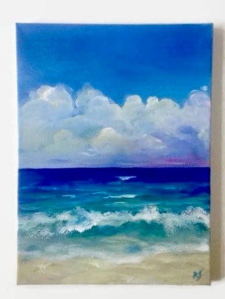 Рисование акрилом море