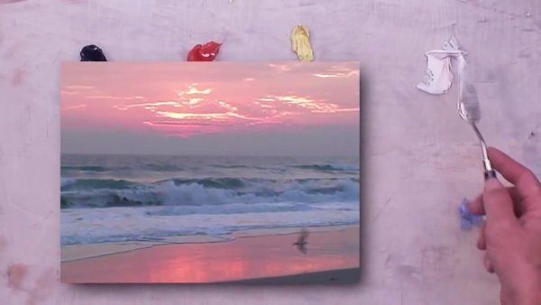 Море акрилом на бумаге