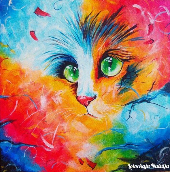 Кошка акриловыми красками