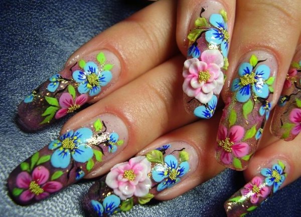 Объемная роспись ногтей