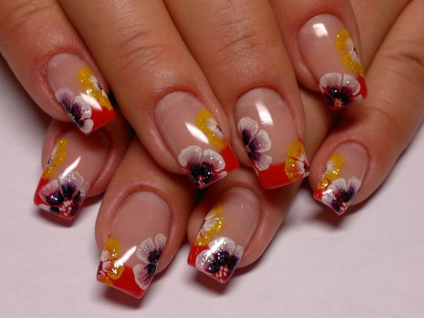 Чёрный френч на ногтях акриловыми