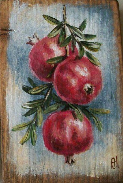 Гранатовое дерево акварелью