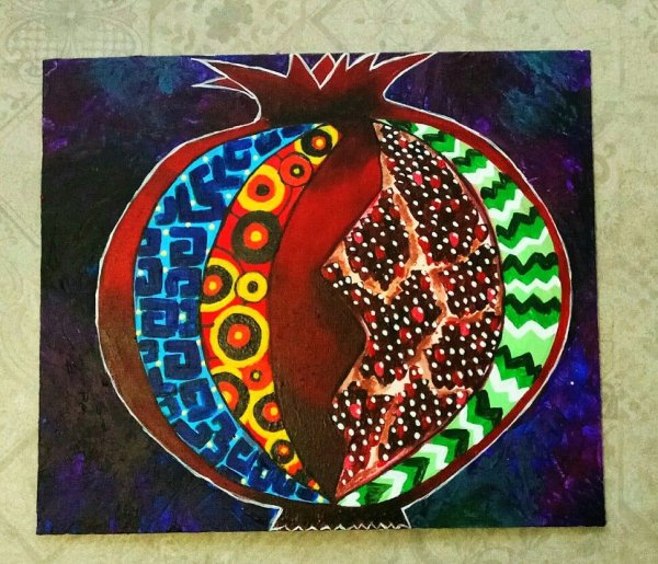 Рисовать гранат акрилом