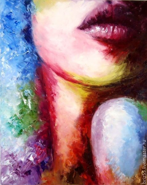 Губы маслом на холсте