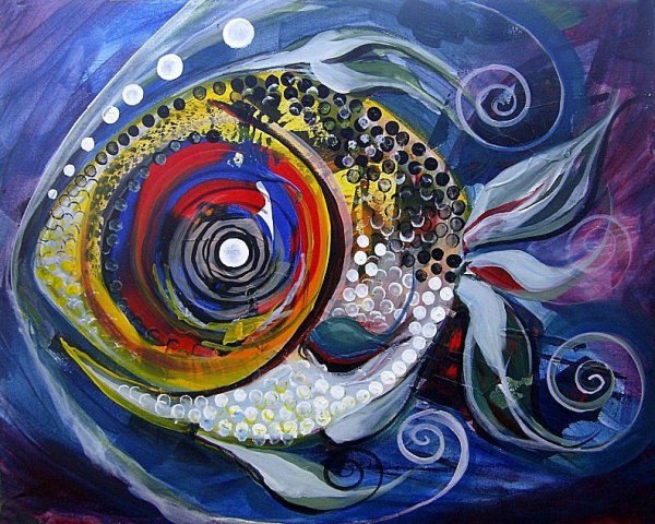 Акриловая абстракция рыбы