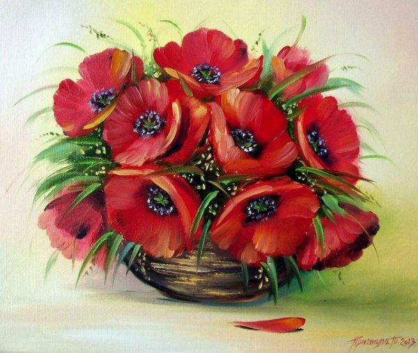 Букет гуашью