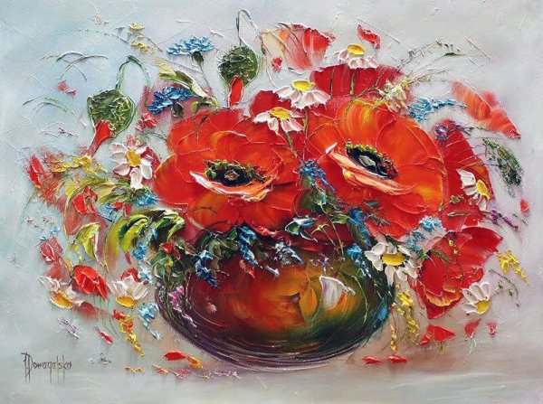 Маки мастихином акрил