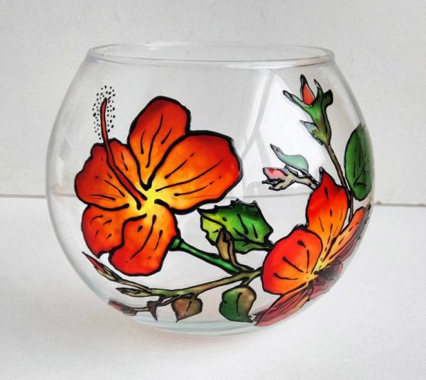 Расписные стеклянные вазы