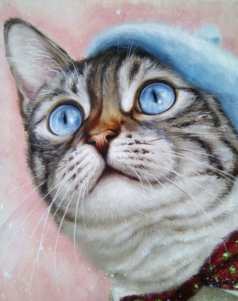 Кот картина маслом