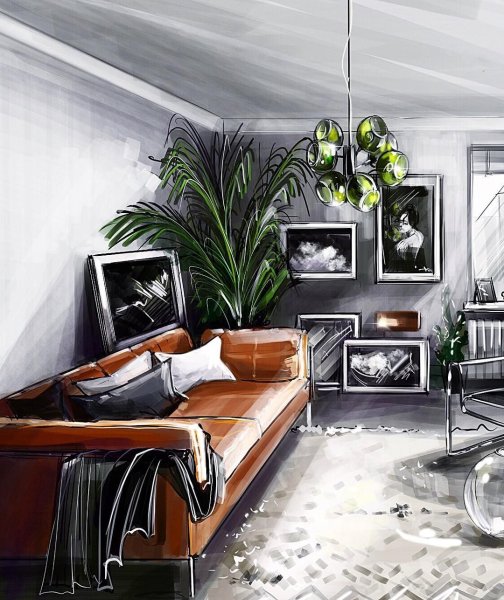 Дизайнерские скетчи интерьера