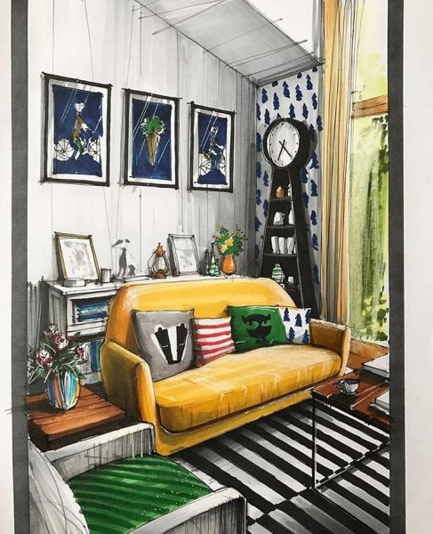 Интерьер маркерами