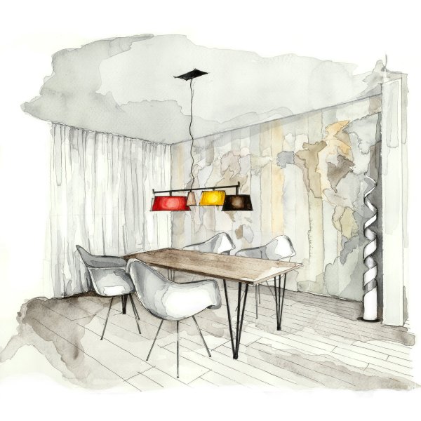 Акварельные зарисовки интерьера