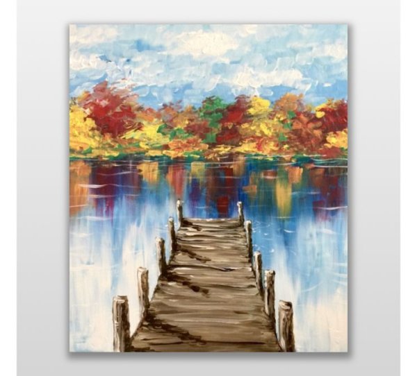 Осенний пейзаж живопись акрил