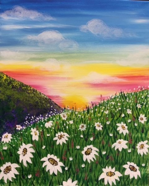 Пейзаж гуашью лето