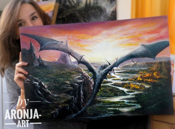 Дракон картина акрилом