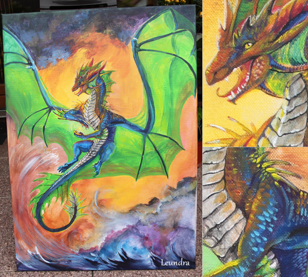 Дракон акрилом на холсте