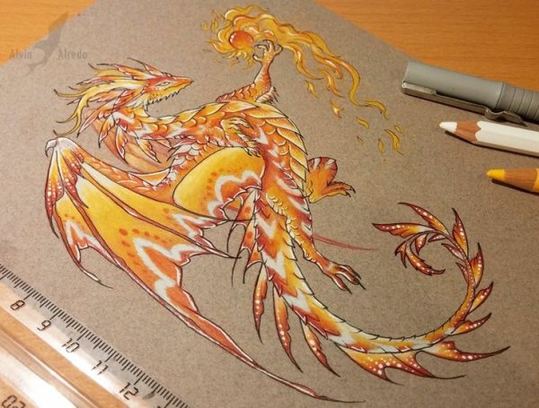 Дракон маслом на холсте