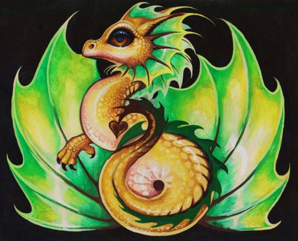 Рисование дракона на холсте