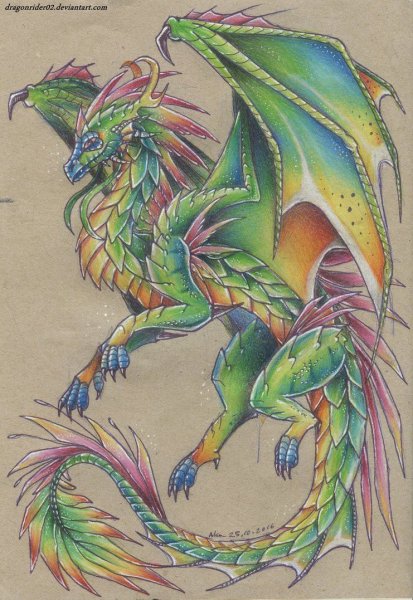 Дракон красками