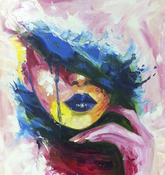 Силуэт девушки маслом