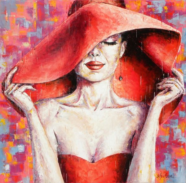 Картины акрилом девушка в платье