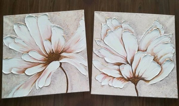 Цветы текстурной пастой