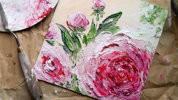 Пионы мастихин акрил поталь