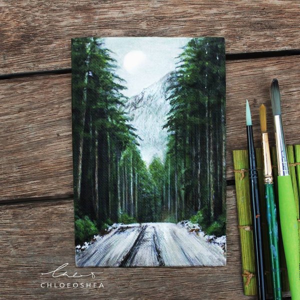 Лес картина акрилом