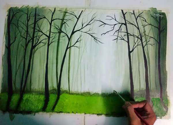 Лес акрилом