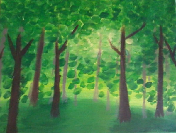 Лес акриловыми красками