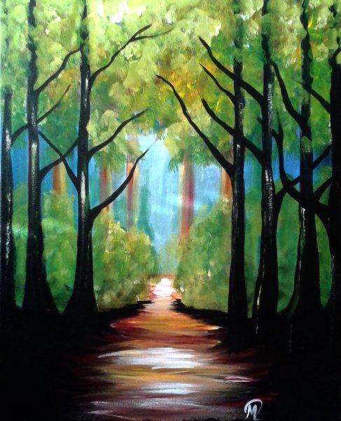 Рисунок леса красками