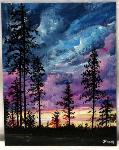 Лес акварелью