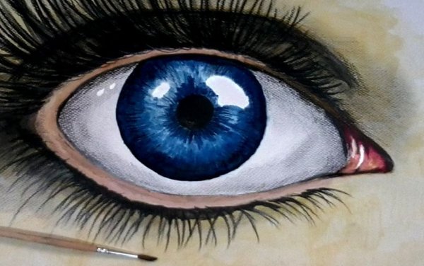 Рисунок глаза акрилом