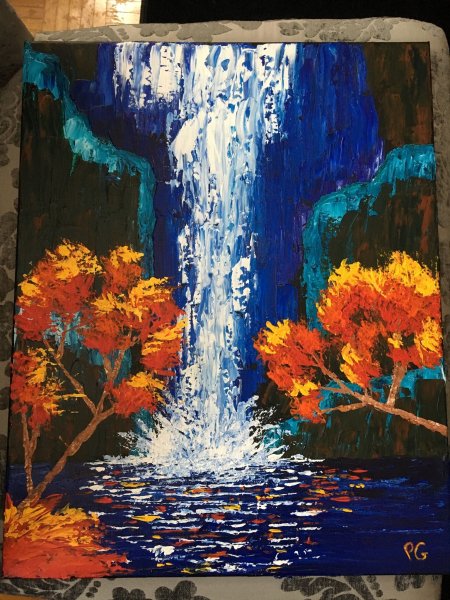 Водопады живопись акрил