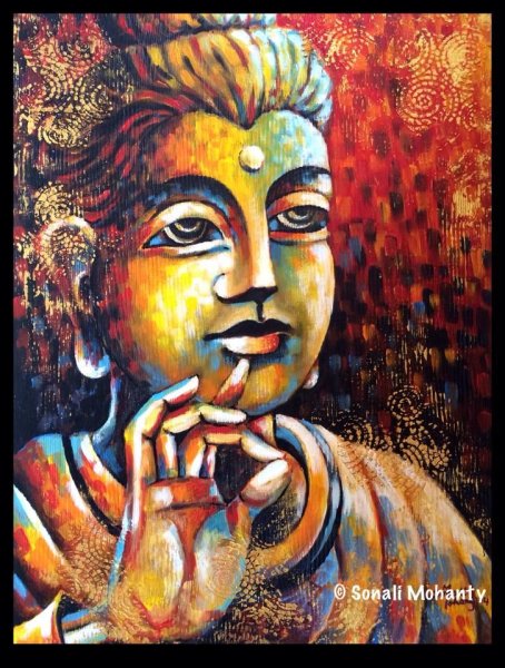 Будда рисунок красками