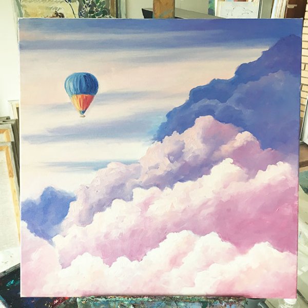 Воздушные шары акрилом на холсте