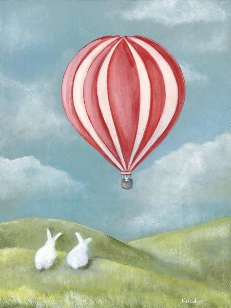 Воздушный шар пастель картина