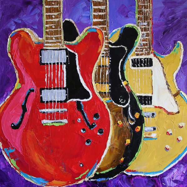 Электрогитара картина акрилом