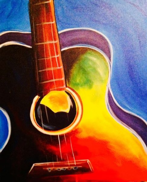 Картины гуашью гитара