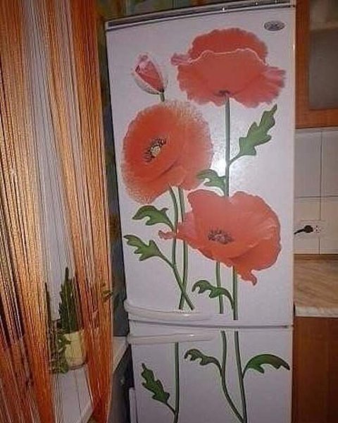 Художественная роспись на холодильнике