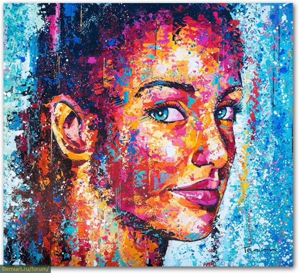 Портрет в цвете гуашью