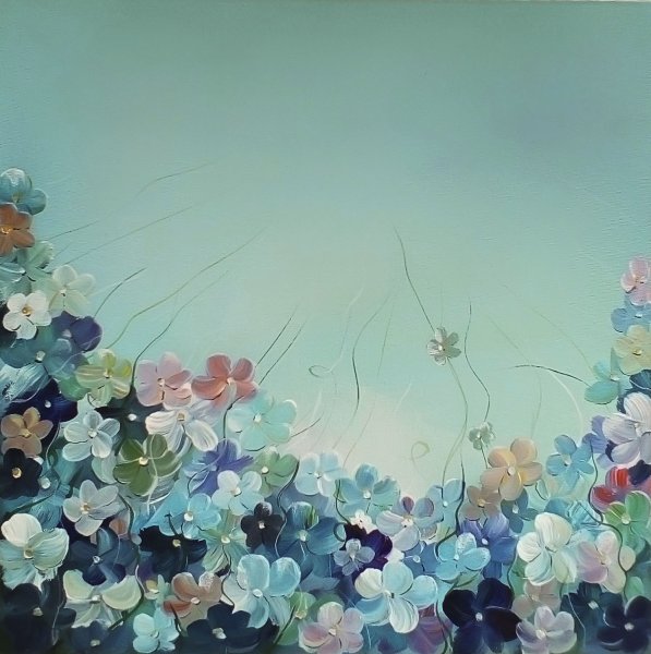 Синие цветы живопись Минимализм