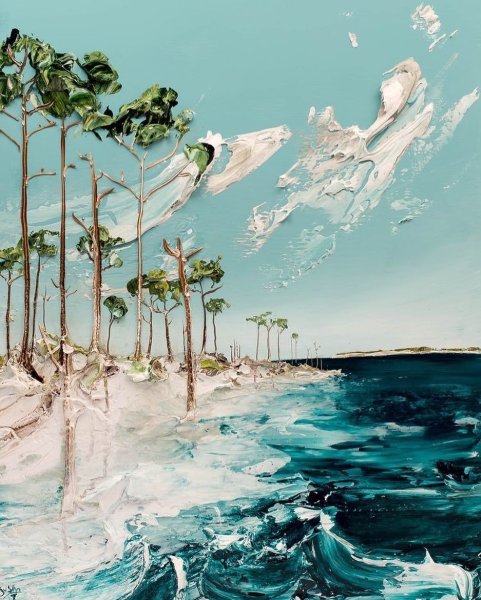 Акрил. Джастин Геффри. «Морской пейзаж»,