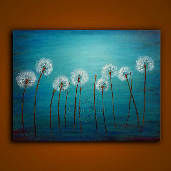 Одуванчики акрилом на холсте