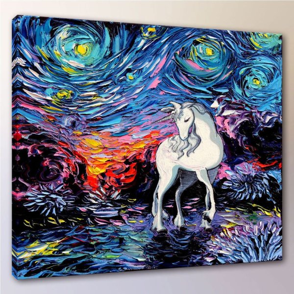 Единорог акрилом на холсте