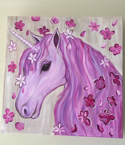 Единорог акрилом на холсте