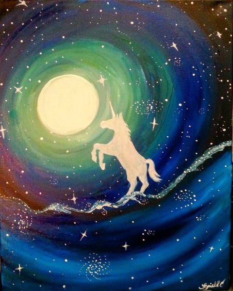 Единорог рисунок акрилом