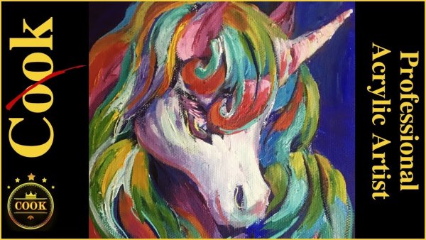 Живопись акрилом Единорог