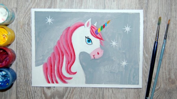 Единорог красками